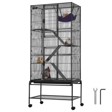 69 inch metal ferret cage, 4 tiers with ramps and tray