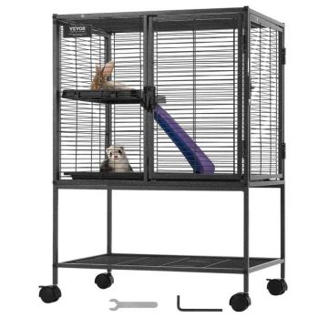 Metal 34-inch two-tier ferret cage with ramps and tray