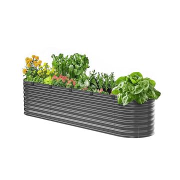 Metal galvanized raised bed 8x2x2 feet, dark gray