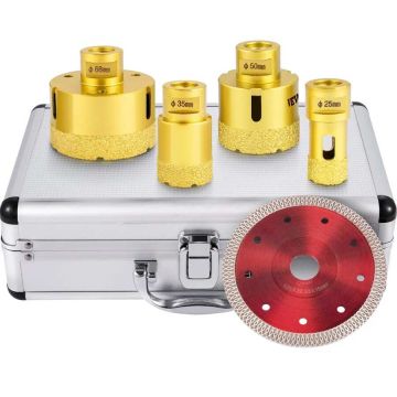 Diamond drill bit set for tiles, 25-68 mm, 4 pcs., with case