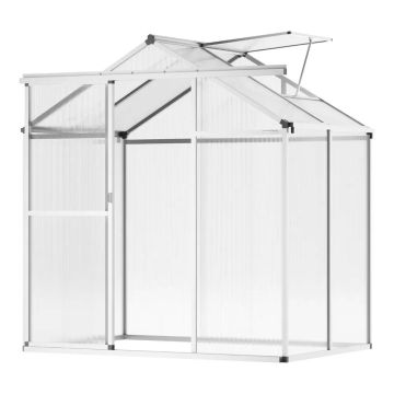 Szklarnia z poliwęglanu 6x4 stopy z wentylacją i drzwiami przesuwnymi