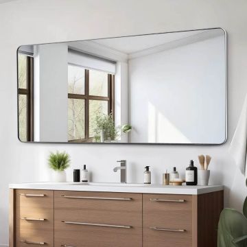 Lustro do makijażu montowane na ścianie, 32x72 cale, aluminiowa rama, odporne na zarysowania