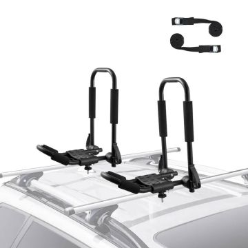 Kayak roof rack for 1 pair, J-bar, quick folding