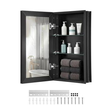 Aluminiowa szafka łazienkowa naścienna z lustrem, 14x24 cale, 2 warstwy