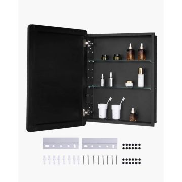 Szafka łazienkowa na leki z lustrem, aluminiowa rama, 24x30 cali, szafka ścienna