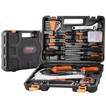 Universal 132-piece tool set with case, steel, for home repairs