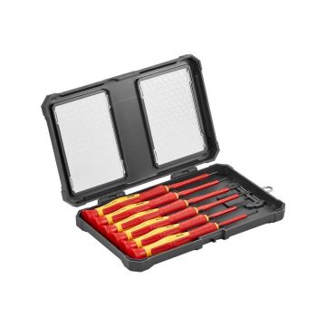 Insulated 6-piece electrician screwdriver set with magnetic bits and bag