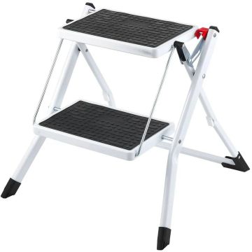 Double-tier steel folding step stool, 150 kg