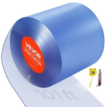 Transparent PVC door strips, 30.8 m x 30.5 cm, heat-insulating