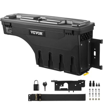 Lockable waterproof ABS storage box for truck body, 20 L, dodge ram 1500 2019–2021, black
