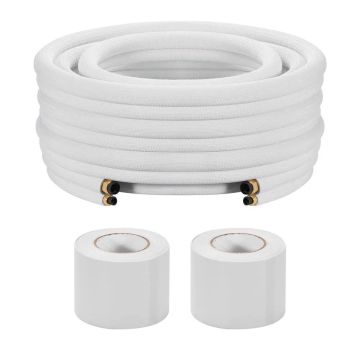 Zestaw mini rozdzielaczy, rury miedziane 6,4 i 12,7 mm, 15,2 m, spirala z białego PE