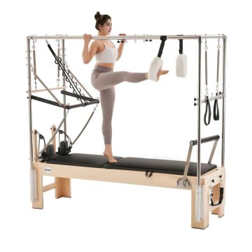 Wooden Pilates reformer with double resistance, up to 180 kg