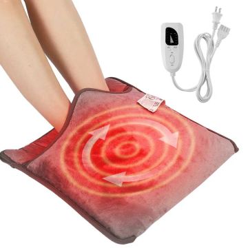 Electric double-sided flannel foot warmer with timer, 15x15 cm