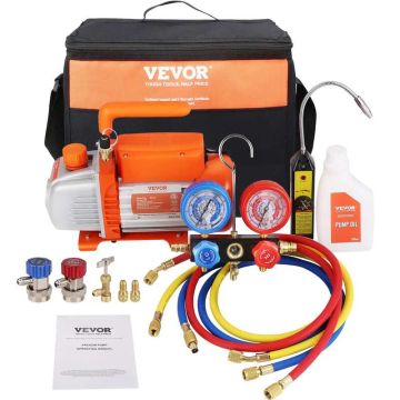 1/4 HP HVAC Vacuum Pump and 4 CFM Manifold Gauge with Hose