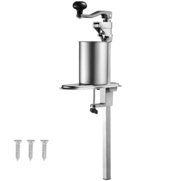 Commercial manual can opener for table, height adjustable, clamp-mounted