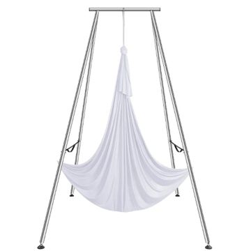 Professional white yoga swing stand with 6.6 yards hammock, load capacity 551.15 lbs