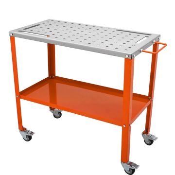 Steel welding table 91.4x45.7 cm with casters, 2-tier, 544 kg load capacity