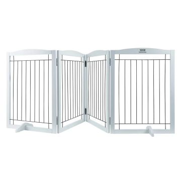 Freestanding dog gate, 81x244 cm, white, 4 panels, foldable