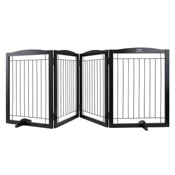 Wolnostojąca brązowa bramka dla psa, 81x244 cm, składana, 4-panelowa