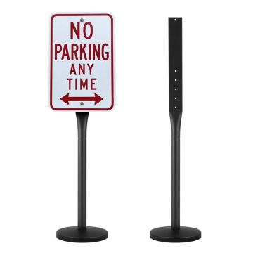 Cast iron sign stand with wheels, 4 feet, steel, black