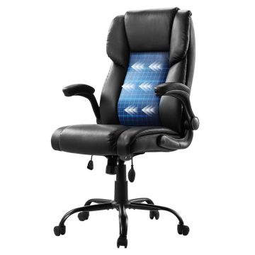 Ergonomiczny fotel biurowy dla kadry kierowniczej, czarny, skóra PU, regulowany