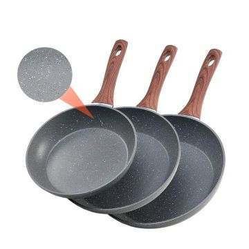 Zestaw patelni do jajek aluminiowych, 3 szt., szary, uchwyt antypoślizgowy