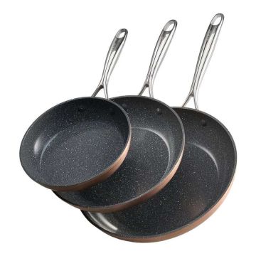 Aluminum non-slip ceramic pans, 3 sizes (200-300 mm), gray