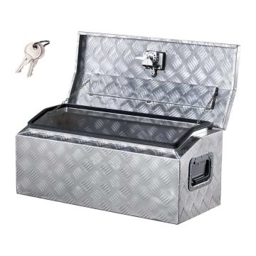 Aluminum tool box with T-lock, 30"x13"x13", silver