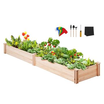 Raised wooden bed 7.9x2x0.8 feet, outdoor planter box burlywood