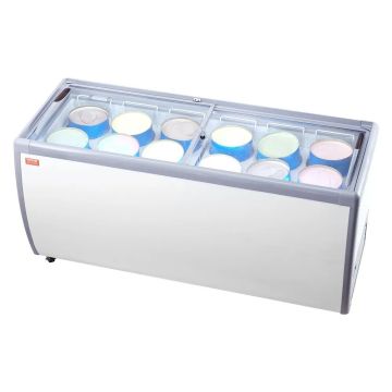 Commercial ice cream display freezer, 567 L, mobile, white, sliding doors