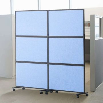Freestanding office partition, 2 panels, light blue