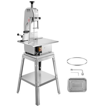 Electric meat saw, 850 W, stainless steel, 7 cm cutting thickness, 5 blades included