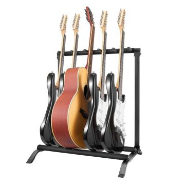5-place folding guitar stand with protection, floor-standing