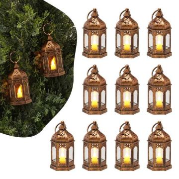 12 pcs. bronze LED wall lights with glass, decorative candles