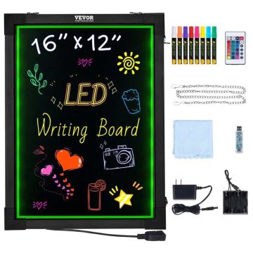 LED writing board with lighting, 40x30 cm, erasable