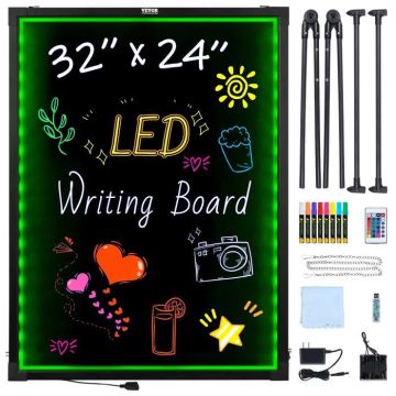 LED writing board with lighting, 81x61 cm, erasable