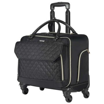 Torba na laptopa z kółkami, 17,3", czarno-złota