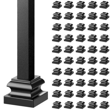 Aluminiowe stopki do poręczy schodowych, satynowe czarne, 1/2 cala (50 szt.)