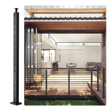 SUS304 Stainless Steel Cable Railing Post, 42" x 1" x 2", 12 Holes