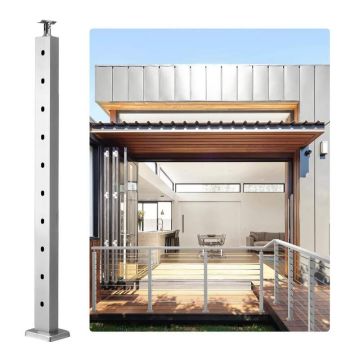 Słupek stalowy do balustrady kablowej, 36" x 2", stal nierdzewna SUS304, 11 otworów, wspornik poziomy