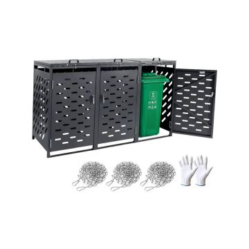 Trash storage 3x52.79 gallons, waterproof cabinet with lid, lockable, for outdoor use