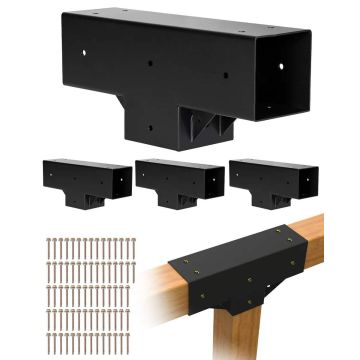 Zestaw wsporników pergoli, w kształcie litery T, 4 szt., 92x92 mm do drewna