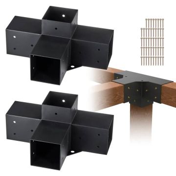 Zestaw wsporników pergoli 10,2x10,2 cm, 2 szt., narożniki drewniane 4-drożne