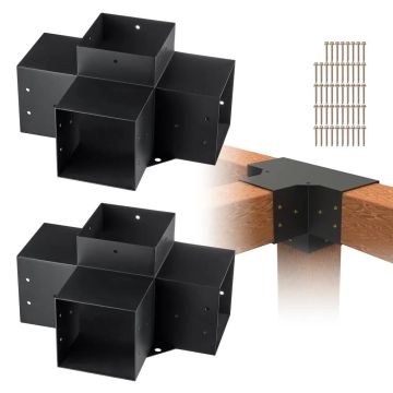 Zestaw wsporników pergoli 6"x6", 2 szt., narożniki drewniane 4-kierunkowe