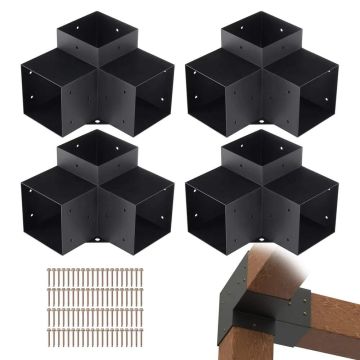 Zestaw wsporników pergoli 6"x6", 4 szt., 3-drożne drewniane wsporniki narożne