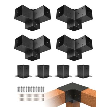 Zestaw wsporników narożnych pergoli 10,2x10,2 cm, 8 szt., podstawa słupa drewniana