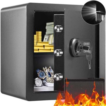 Steel home safe 51 L with digital keypad and fire basket, 40x33x43 cm