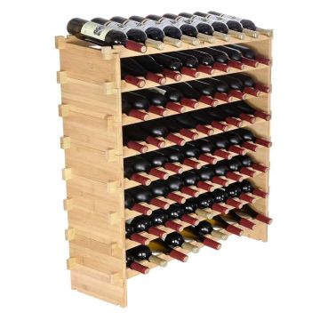 Składany modułowy stojak na wino, bambus, 72 butelki, 8 poziomów