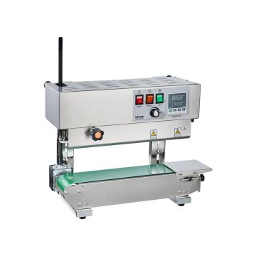 Continuous vertical stainless steel tape sealing machine for bags, 6-12 mm
