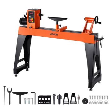 Wood lathe, 1100 W, cast iron body, variable speed 0-3200 rpm.